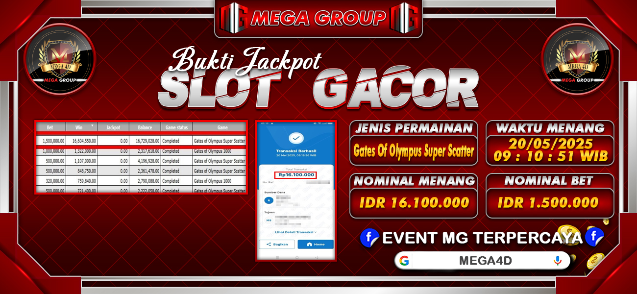Bukti JP situs Mega4D hari Selasa, 20 Mei 2025
