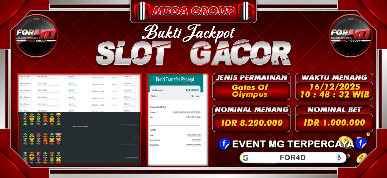 Bukti JP situs For4D hari Selasa, 16 Desember 2025