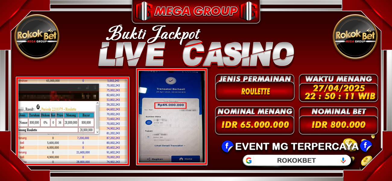 Bukti JP situs Rokokbet hari Senin, 28 April 2025