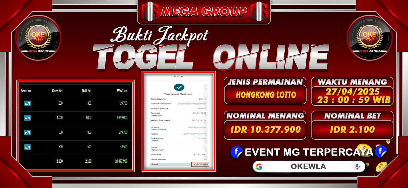 Bukti JP situs Okewla hari Senin, 28 April 2025