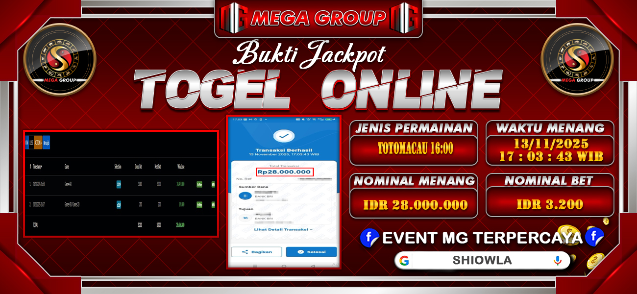 Bukti JP situs Shiowla hari Kamis, 13 November 2025