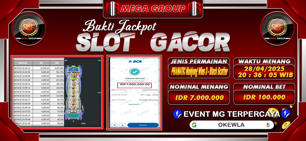 Bukti JP situs Okewla hari Senin, 28 April 2025