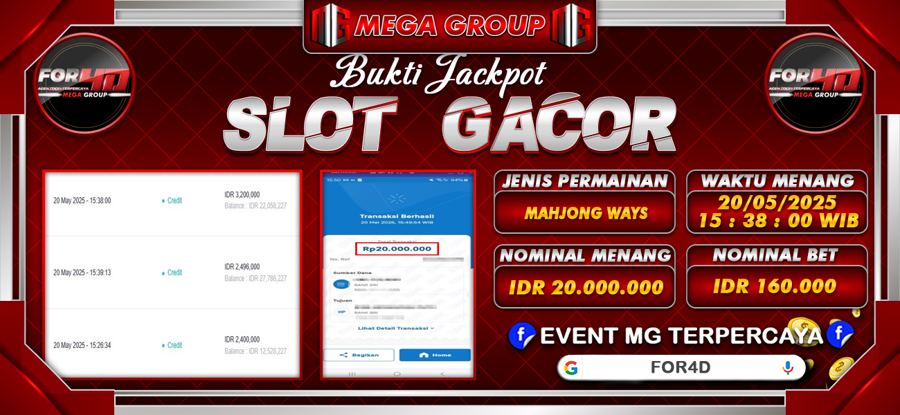 Bukti JP situs For4D hari Selasa, 20 Mei 2025