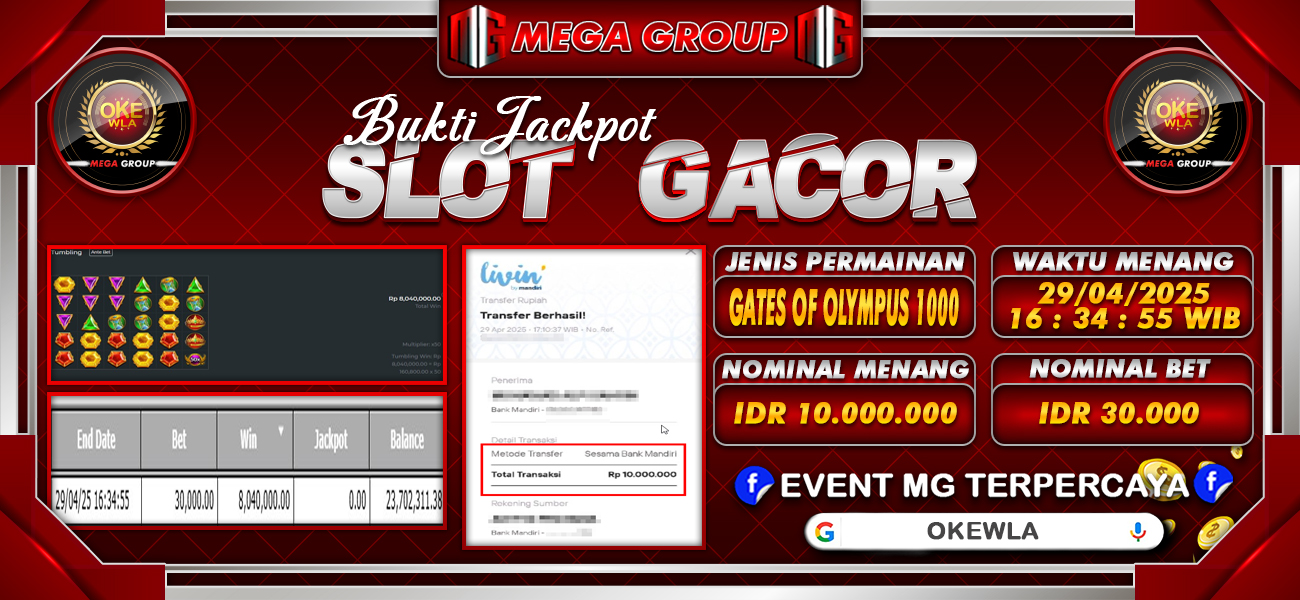 Bukti JP situs Okewla hari Selasa, 29 April 2025