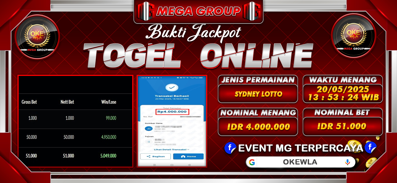 Bukti JP situs Okewla hari Selasa, 20 Mei 2025