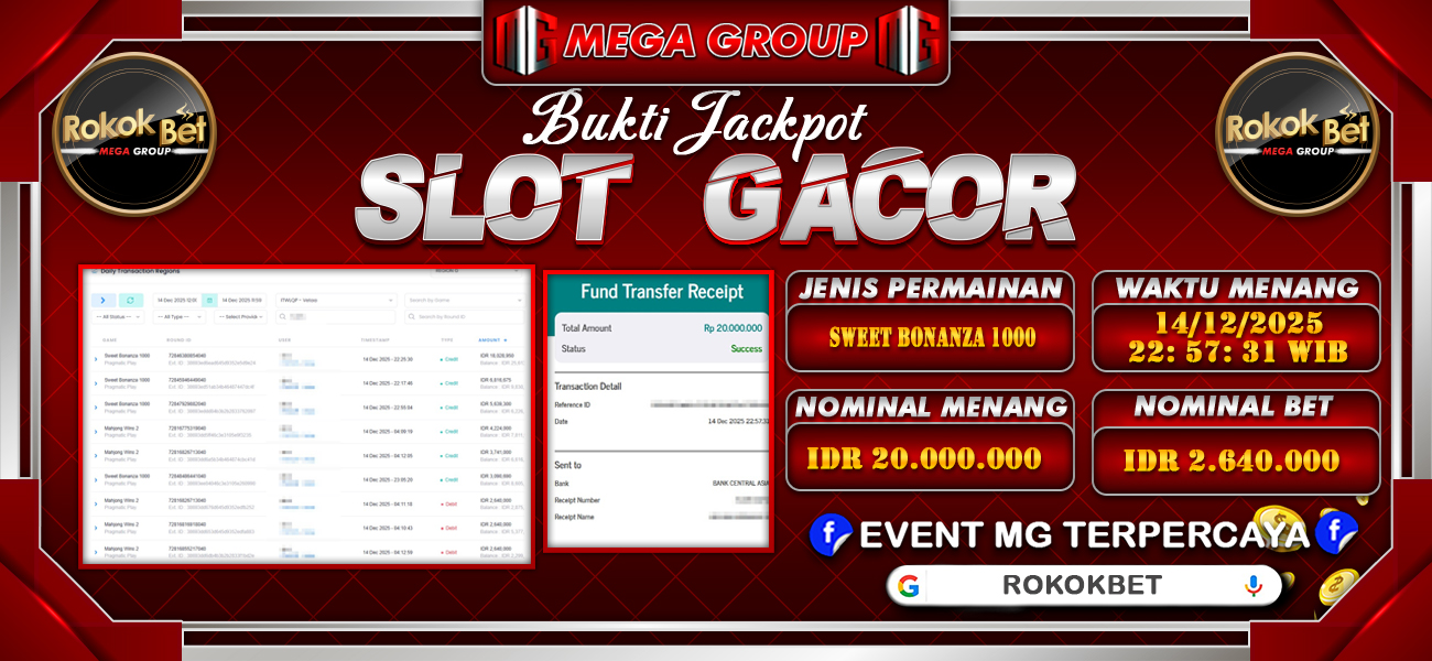 Bukti JP situs Rokokbet hari Minggu, 14 Desember 2025