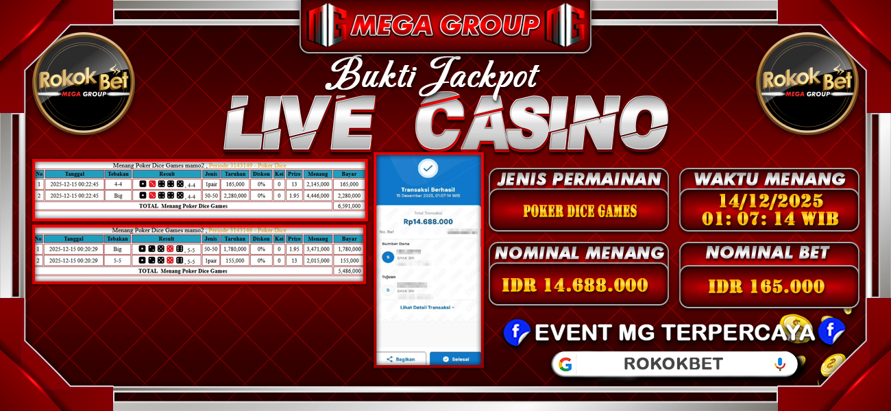 Bukti JP situs Rokokbet hari Minggu, 14 Desember 2025