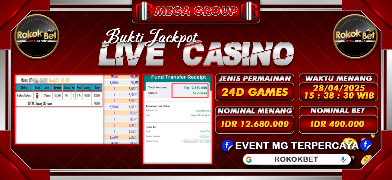 Bukti JP situs Rokokbet hari Senin, 28 April 2025