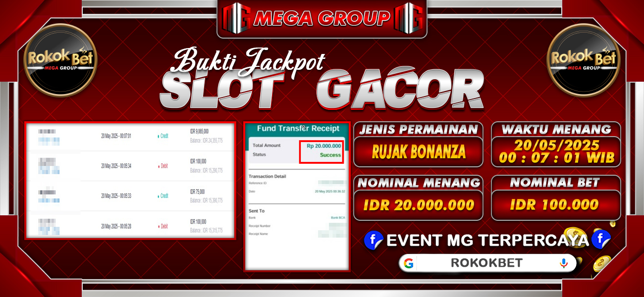 Bukti JP situs Rokokbet hari Selasa, 20 Mei 2025
