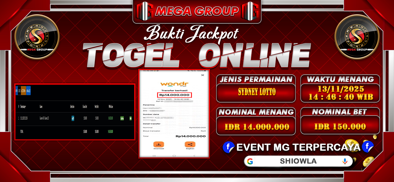 Bukti JP situs Shiowla hari Kamis, 13 November 2025