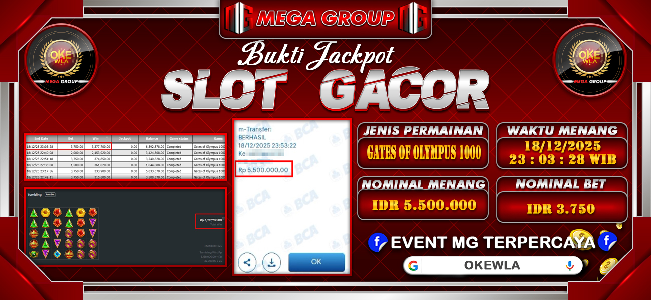 Bukti JP situs Okewla hari Jumat, 19 Desember 2025