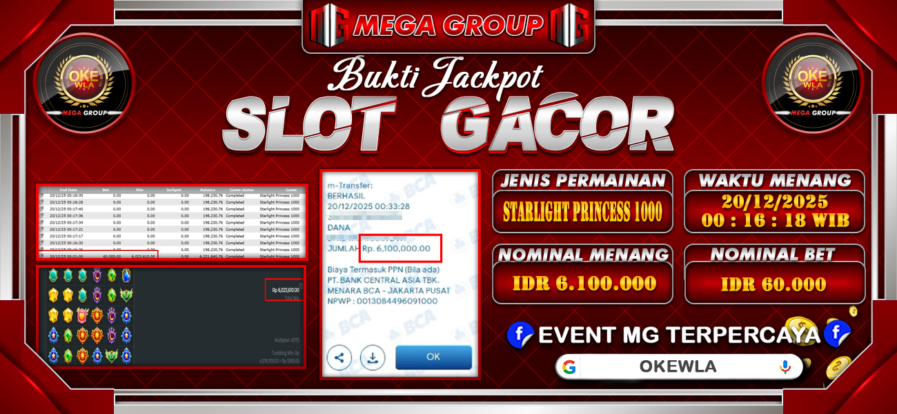 Bukti JP situs Okewla hari Sabtu, 20 Desember 2025