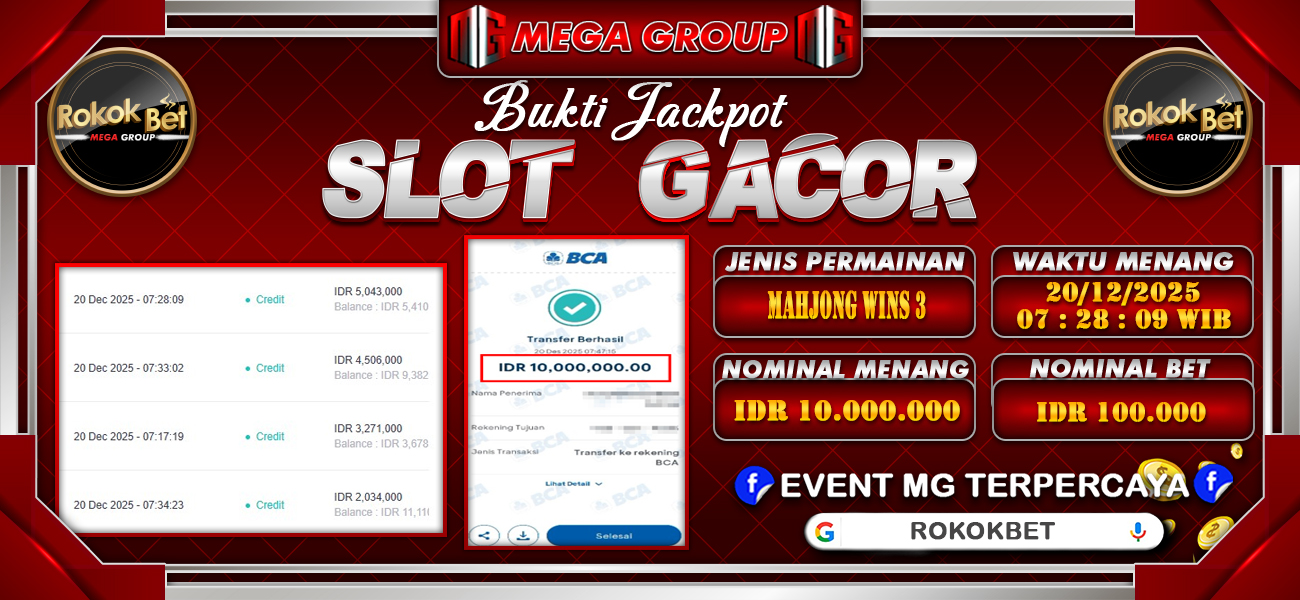 Bukti JP situs Rokokbet hari Sabtu, 20 Desember 2025