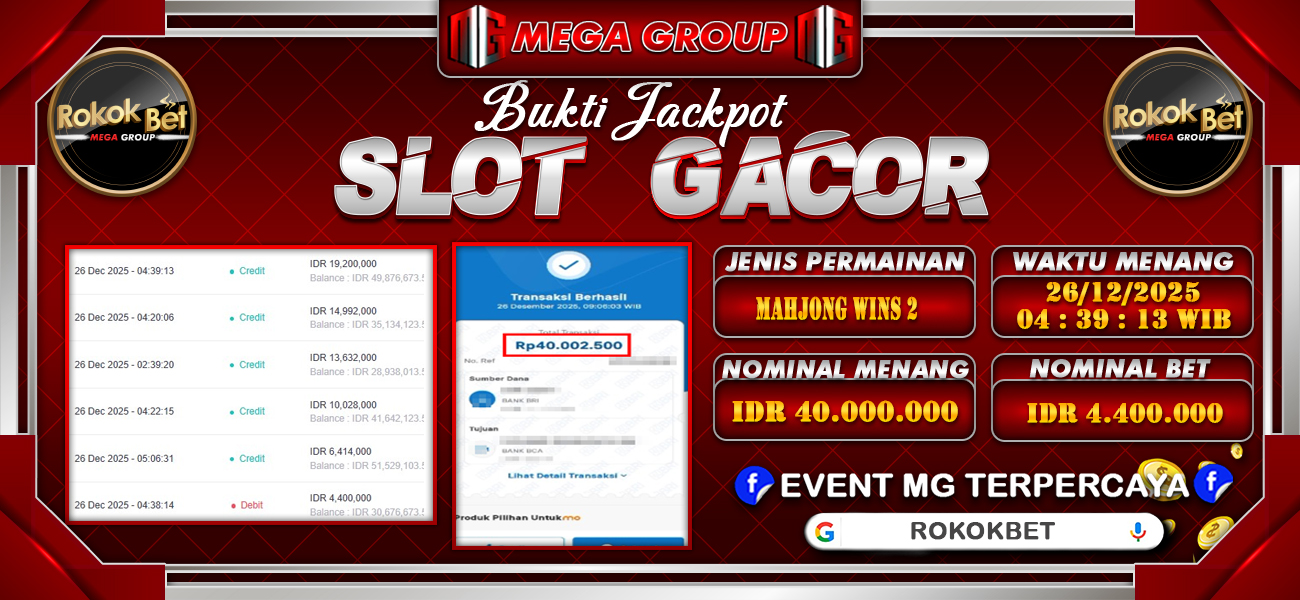 Bukti JP situs Rokokbet hari Jumat, 26 Desember 2025