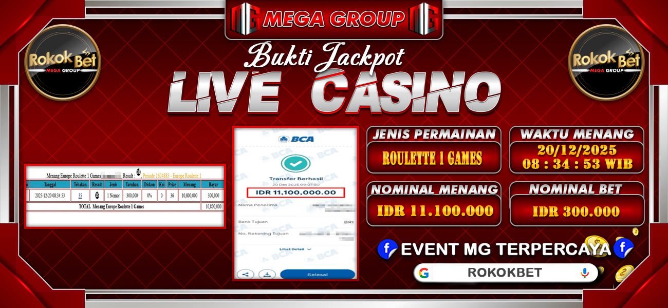 Bukti JP situs Rokokbet hari Sabtu, 20 Desember 2025