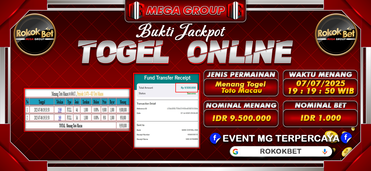 Bukti JP situs Rokokbet hari Selasa, 08 Juli 2025