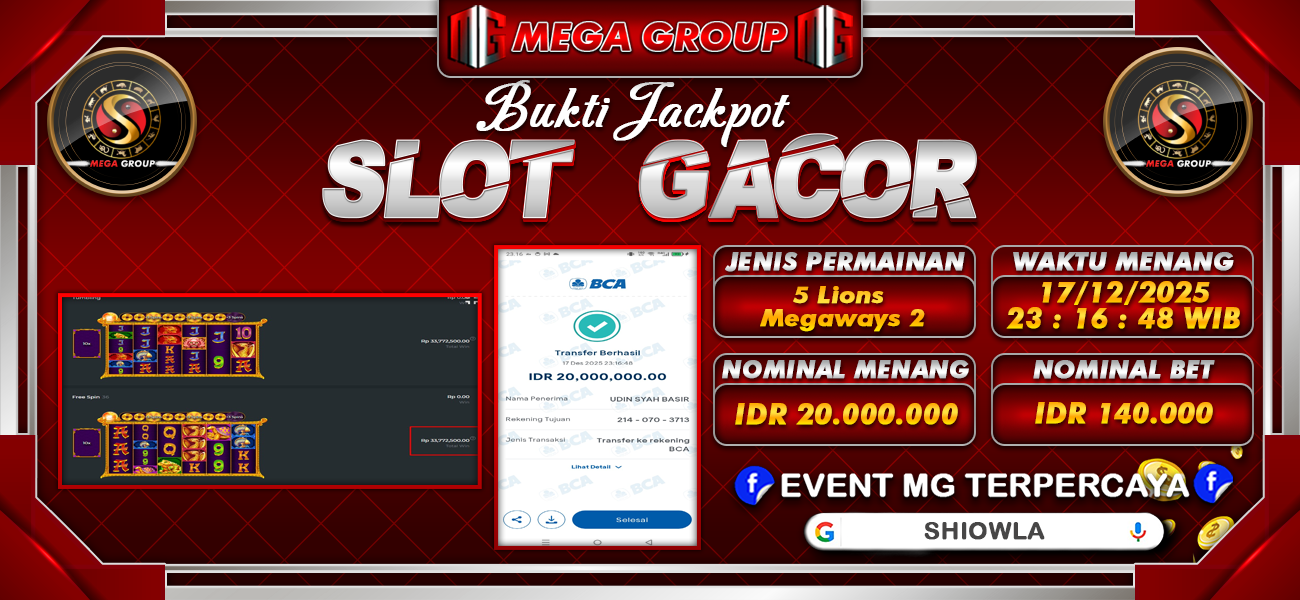 Bukti JP situs Shiowla hari Rabu, 17 Desember 2025