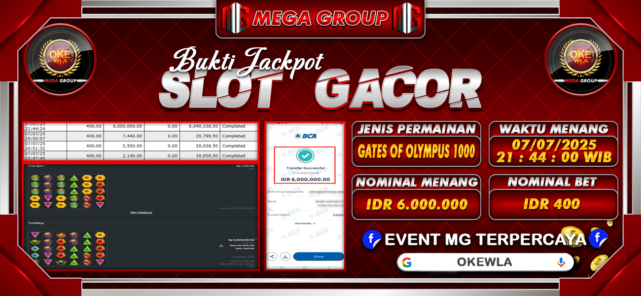 Bukti JP situs Okewla hari Selasa, 08 Juli 2025