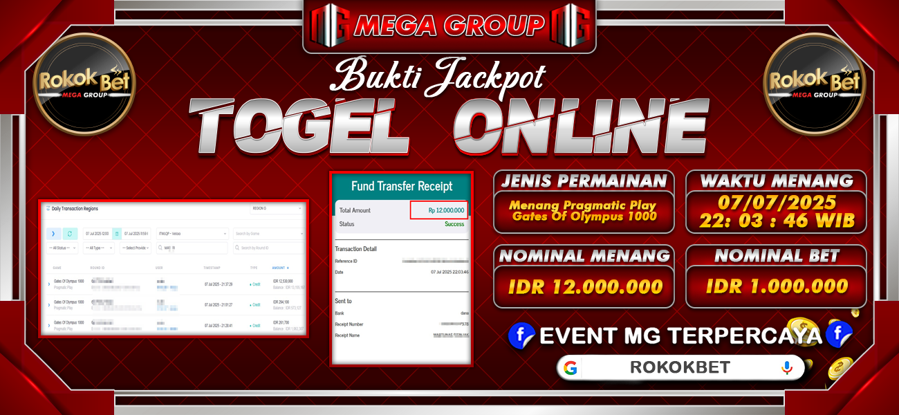 Bukti JP situs Rokokbet hari Selasa, 08 Juli 2025