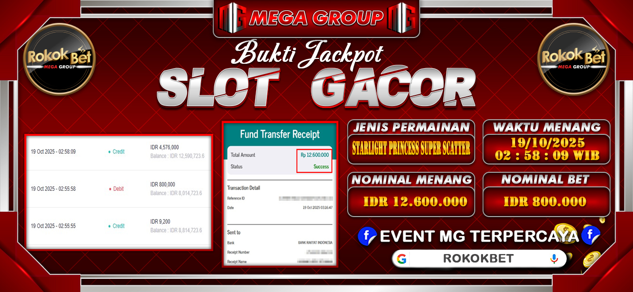 Bukti JP situs Rokokbet hari Minggu, 19 Oktober 2025