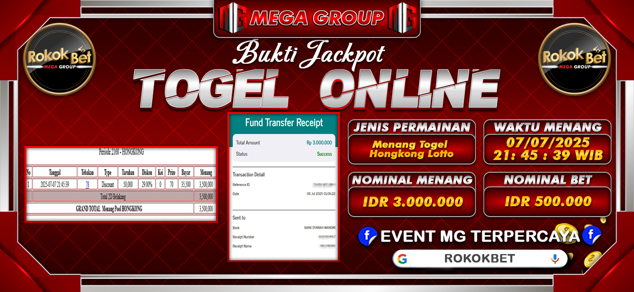 Bukti JP situs Rokokbet hari Selasa, 08 Juli 2025