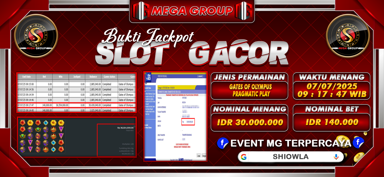 Bukti JP situs Shiowla hari Senin, 07 Juli 2025